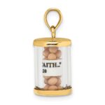 14K 3-D Mustard Seeds with Matthew 17:20 Scroll Inside Pendant - Image 2