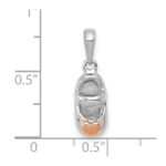 14k Two-tone White and Rose Gold Baby Shoe with Heart Charm - Image 2