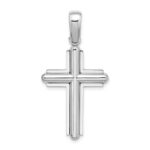 14k White Gold Beveled Cross Charm