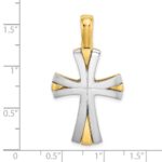 14K and White Rhodium Cross Charm - Image 3