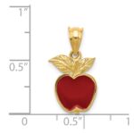 14k Polished Red Enameled Apple Pendant - Image 4