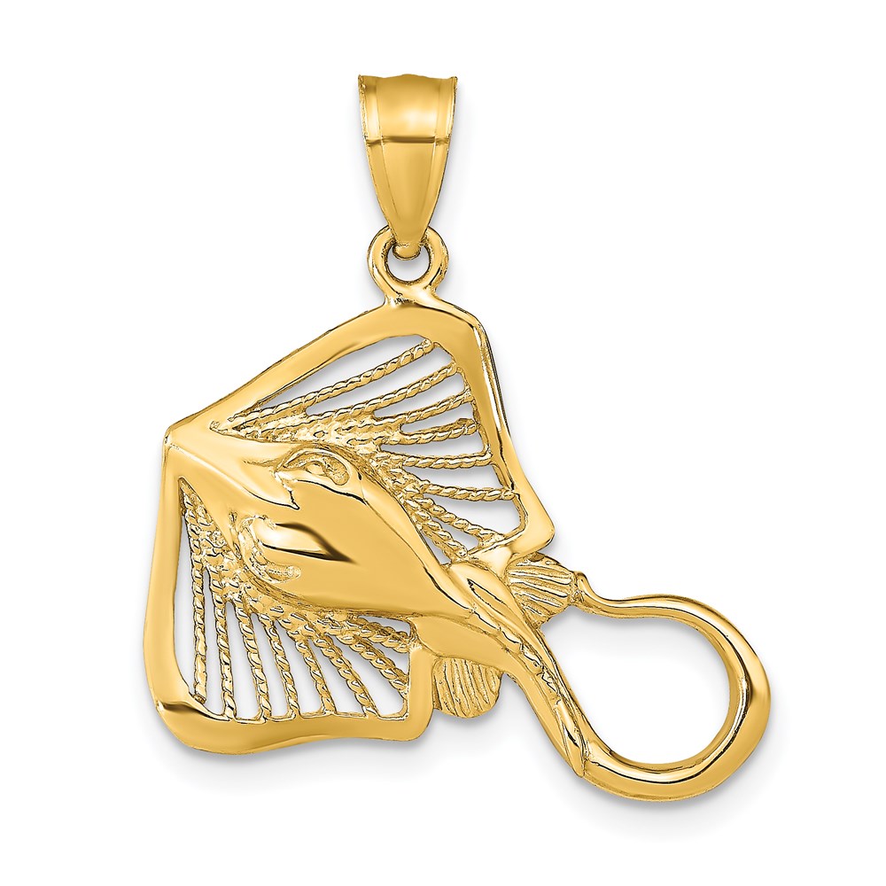 K9750.jpg 14K Polished and Textured Accent Stingray Charm - Image 1