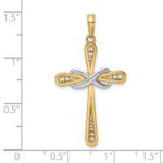 14K with White Rhodium Diamond-cut Cross and Infinity Pendant - Image 4