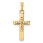 14K and White Rhodium Diamond-cut Cross Pendant