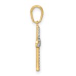 14K and White Rhodium Diamond-cut Cross Pendant - Image 2