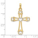 14K and White Rhodium Diamond-cut Cross with Hearts Pendant - Image 4