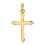 14K and White Rhodium Diamond-cut Budded Cross Pendant - Image 3