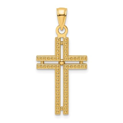 14K Beaded Cross Pendant