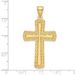 14K Large Polished Beaded Cross Pendant - Image 4