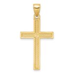 14K Polished Beaded Cross Pendant - Image 3
