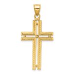 14K Polished Beaded Cross Pendant - Image 3