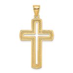 14k Large Polished Beaded Cut-out Cross Pendant - Image 4