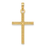 14k Beaded and Polished Fancy Cross Pendant