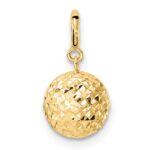 14K Diamond-cut Ball with Spring Ring Clasp Charm - Image 2