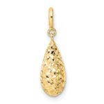 14K Diamond-cut Teardrop with Spring Ring Clasp Charm - Image 4
