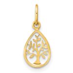 14K Polished Teardrop Tree Of Life Pendant - Image 4