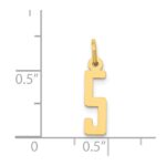 14k Small Elongated Number 5 Charm - Image 4