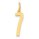 14k Small Elongated Number 7 Charm