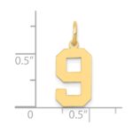 14k Medium Polished Number 9 Charm - Image 4
