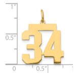 14k Medium Polished Number 34 Charm - Image 3