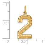 14k Large Brushed Diamond-cut Number 2 Charm - Image 4