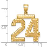 14k Large Brushed  Diamond-cut Number 24 Charm - Image 4