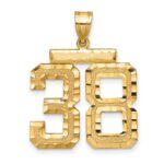 14k Large Brushed Diamond-cut Number 38 Charm