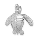 Sterling Silver Rhodium-plated Polished and Textured Sea Turtle Slide - Image 4