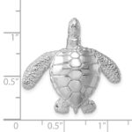 Sterling Silver Rhodium-plated Polished and Textured Sea Turtle Slide - Image 5