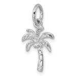 Sterling Silver Rhodium-plated Polished Palm Tree Pendant - Image 4