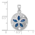 Sterling Silver Rhodium-plated Polished and Textured Enameled Sand Dollar Pendant - Image 5