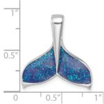 Sterling Silver Rhodium-plated Polished Enameled Whale's Tail Pendant - Image 5