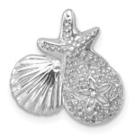Sterling Silver Rh-plated Polished Starfish,Sand Dollar & Shell Chain Slide