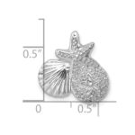 Sterling Silver Rh-plated Polished Starfish,Sand Dollar & Shell Chain Slide - Image 5