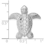 Sterling Silver Rhodium-plated Polished and Textured Turtle Chain Slide - Image 5