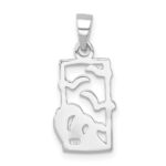 Sterling Silver Rhodium-plated Polished Sea Gull and Enameled Wave Pendant - Image 3