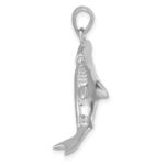 Sterling Silver Rhodium-plated Polished 3D Hammerhead Shark Pendant - Image 2