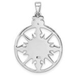 Sterling Silver Rhodium-plated Polished Enameled Compass Rose-tone Pendant - Image 3