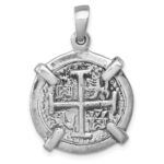Sterling Silver Rhodium-plated Polished and Antiqued Medieval Coin Pendant