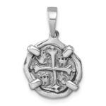 Sterling Silver Rhodium-plated Polished and Antiqued Medieval Coin Pendant