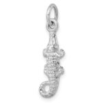 Sterling Silver Rhodium-plated Polished Small Gator Pendant - Image 4