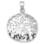 Sterling Silver Rhodium-plated Polished Sand Dollar Pendant - Image 3