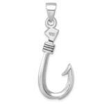 Sterling Silver Rhodium-plated Polished and Antiqued Hook Pendant - Image 3