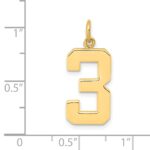 14k Large Polished Number 3 Charm - Image 4