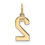 14k Small Polished Number 2 Charm - Image 3