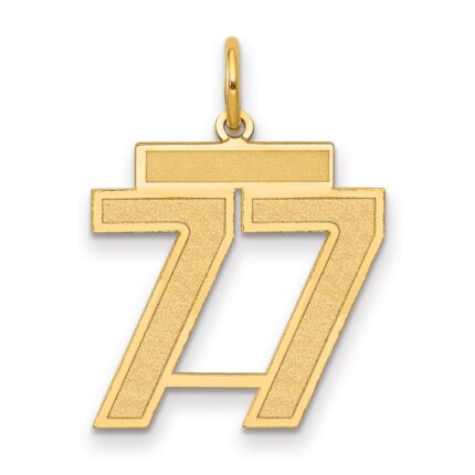 14k Medium Satin Number 77 Charm
