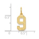 14k Small Satin Number 9 Charm - Image 4