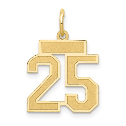 14k Small Satin Number 25 Charm