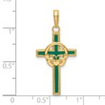 14k Green Enameled Claddagh Cross Pendant - Image 3