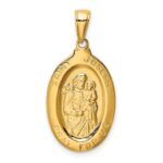 14k Polished Solid Saint Joseph Medal Oval Pendant